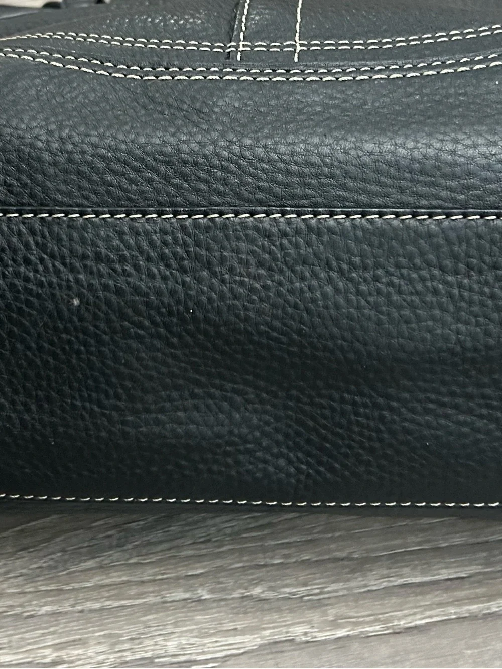 Coach Black Pebbled Leather Shoulder Bag with Silver Hardware and Tassel